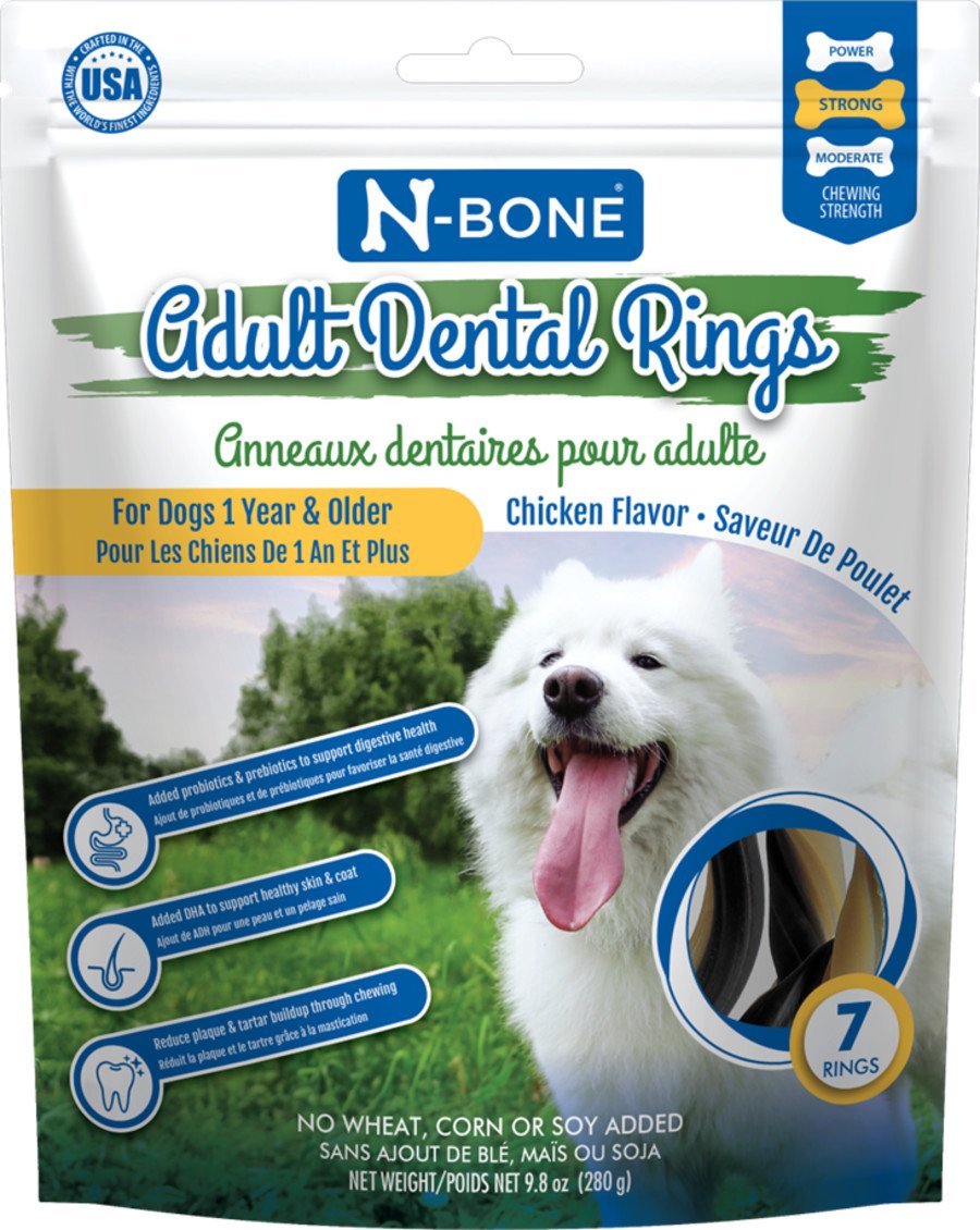 N-Bone Adult Dental Rings Dog Chew Chicken 7 Count 9.8-oz, Kwik Pets