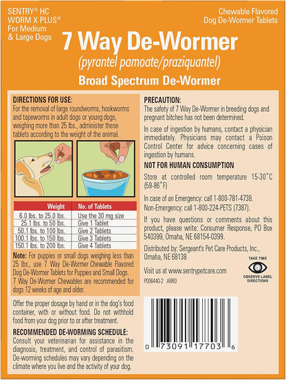 Sentry Worm X Plus 7 Way De-Wormer for Small Dogs 2 Count, Kwik Pets