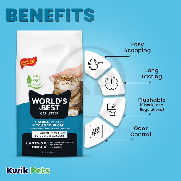 Benefits of World's Best Cat Litter Multiple Cat Lotus Blossom Scented Formula 15-lb