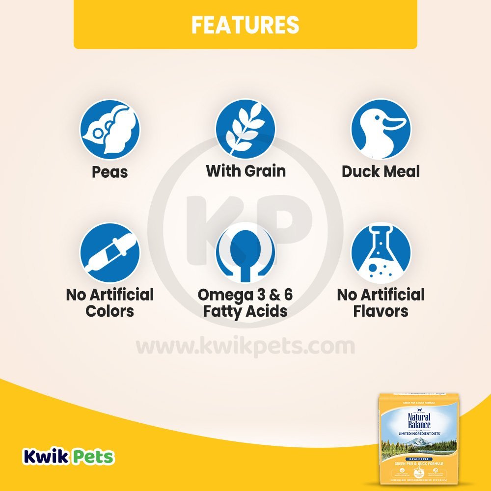 Features of Natural Balance Limited Ingredient Grain Free Dry Cat Food Green Pea & Duck 10-lb