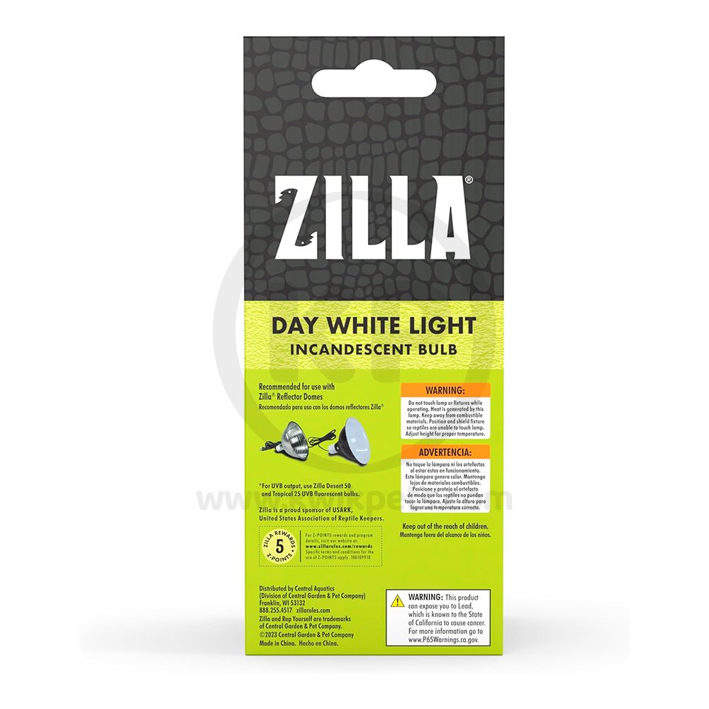Zilla Incandescent Bulbs Day White, 100 W, Zilla
