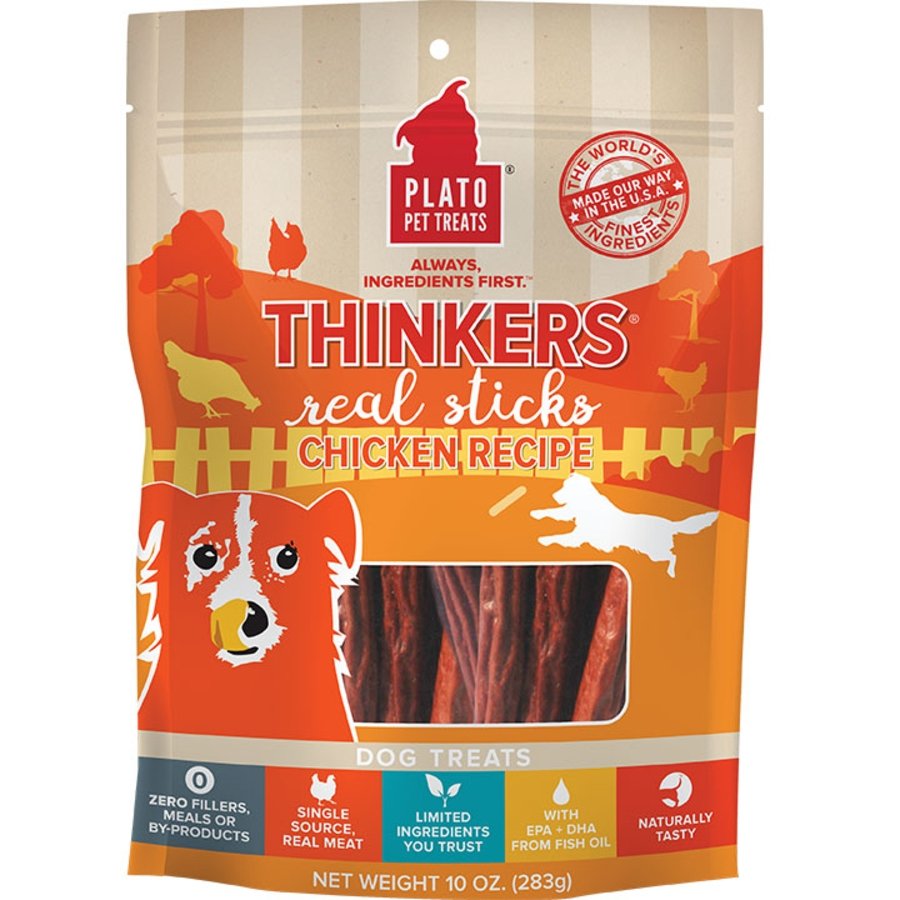 Plato Thinkers Real Sticks Chicken Dog Treats 10-oz, Kwik Pets