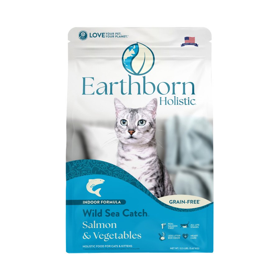 Earthborn Holistic Wild Sea Catch Grain-Free Indoor Formula Dry Cat Food Salmon & Vegetables