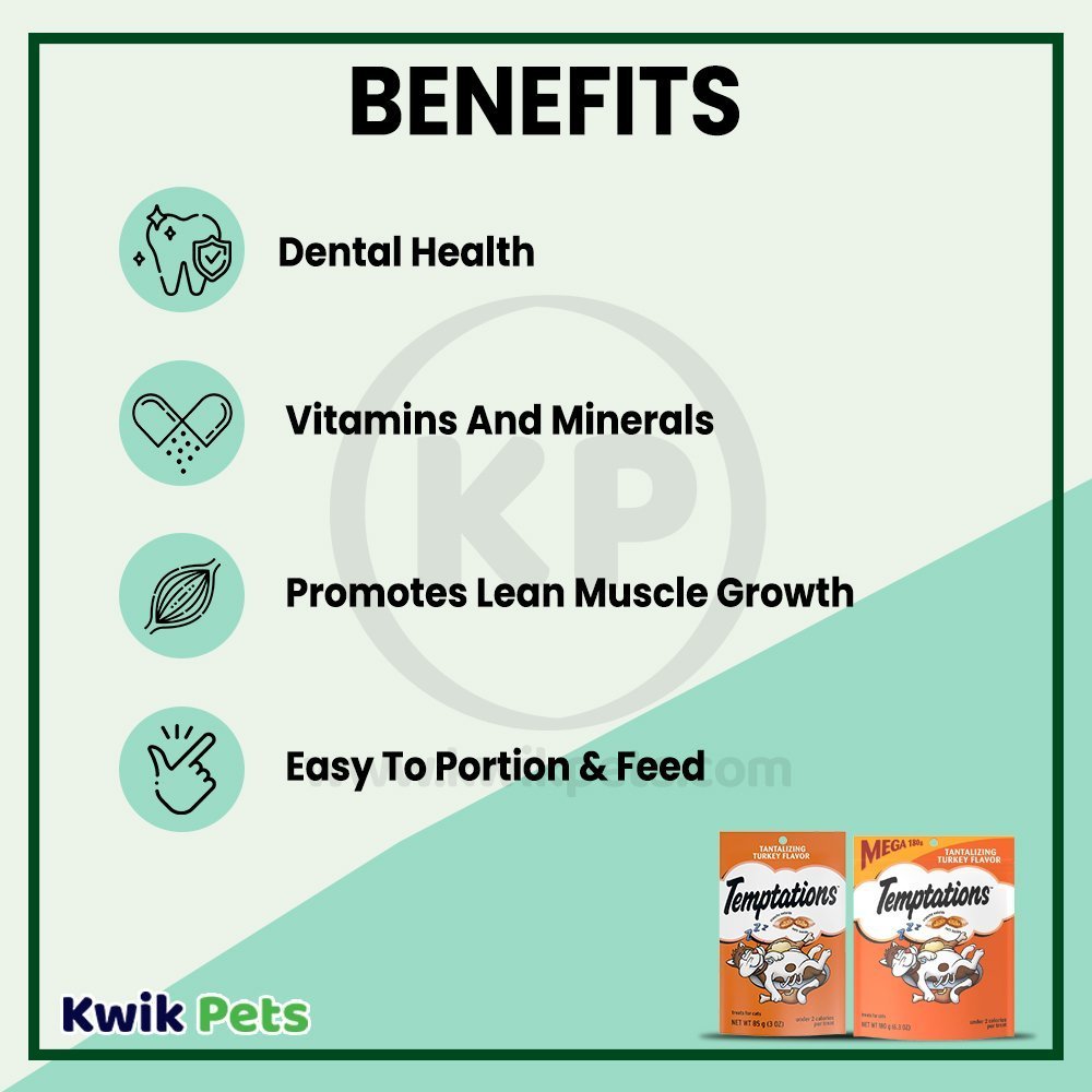 Benefits - Temptations Classics Crunchy & Soft Adult Cat Treats Tantalizing Turkey 3-oz