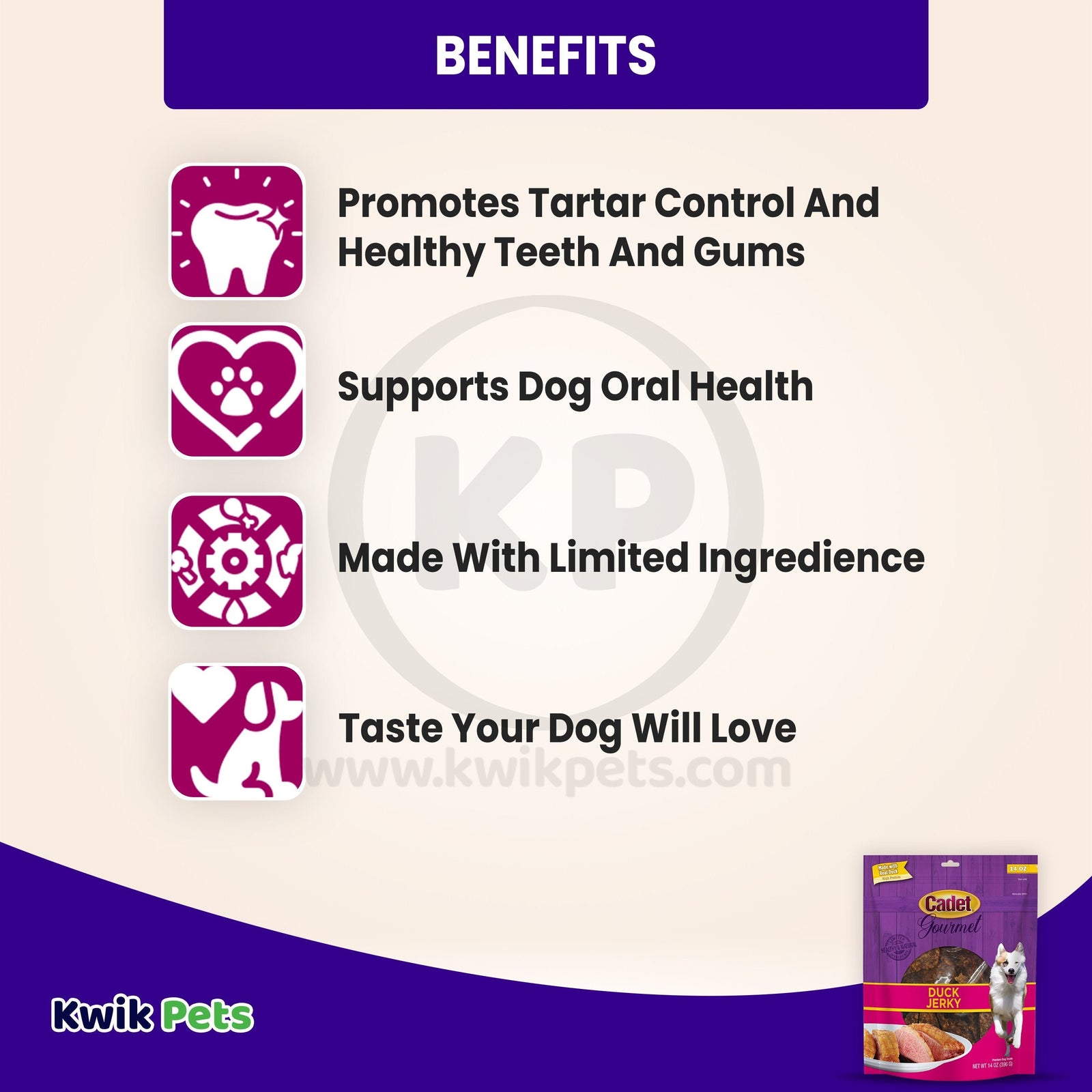 Benefits of Cadet Gourmet Duck Jerky for Dogs Treats 14-oz
