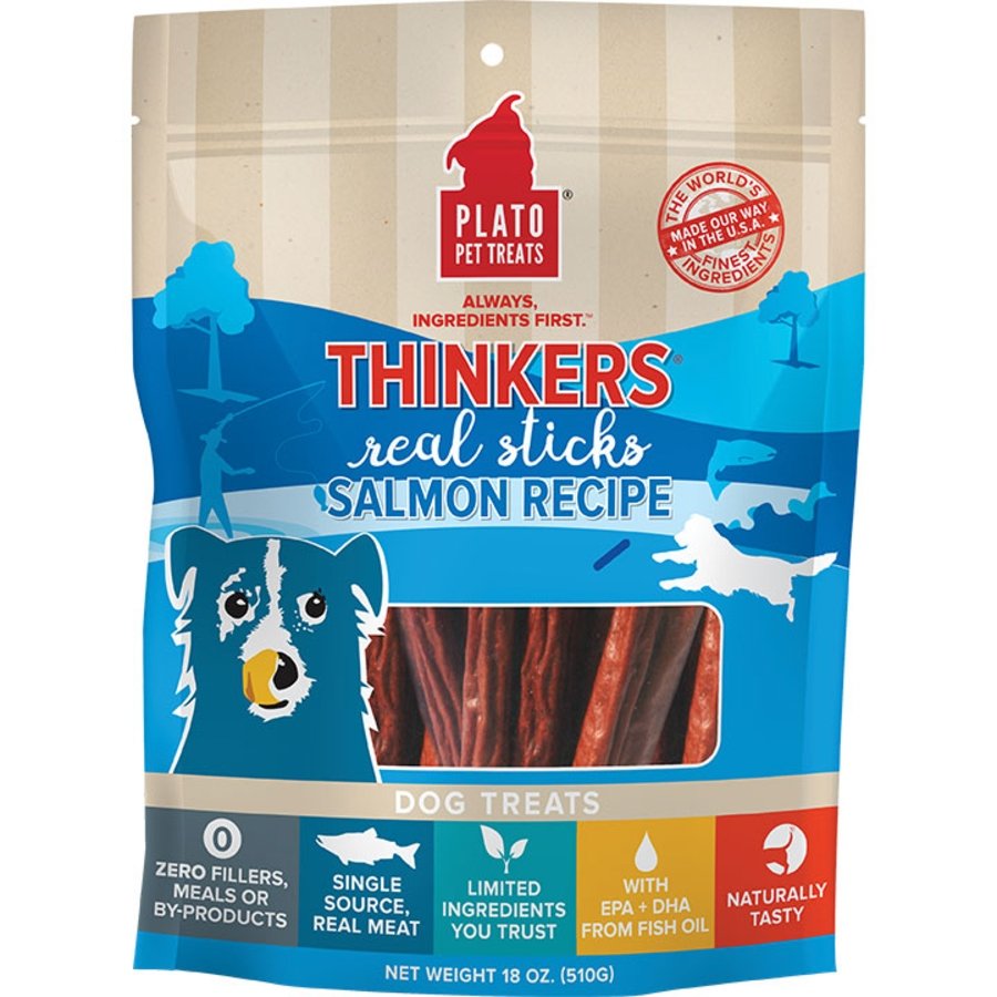 Plato Thinkers Real Sticks Salmon Dog Treats 18-oz, Kwik Pets