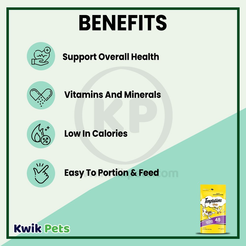 Benefits - Temptations Classics Crunchy & Soft Adult Cat Treats Tasty Chicken 48-oz