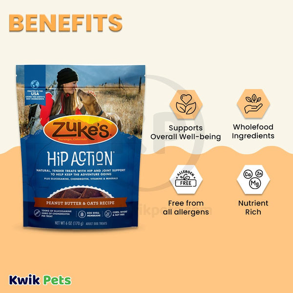Zuke's Dog Hip Action Peanut Butter 6-oz, Zuke's