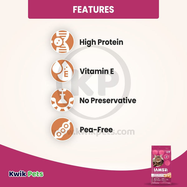 Features of IAMS Urinary Tract Health Adult Dry Cat Food Chicken 3.5-lb