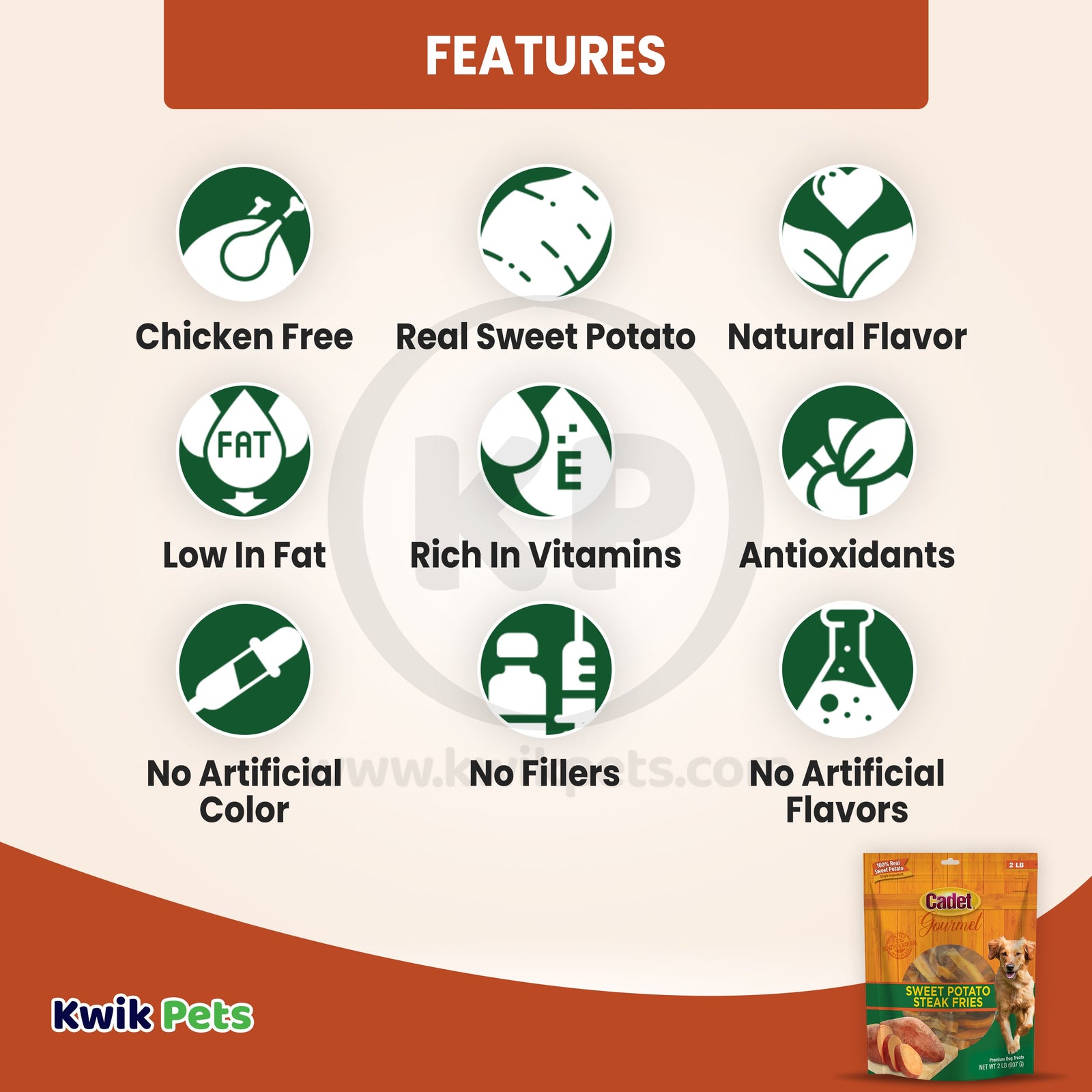 Features of Cadet Gourmet Dog Sweet Potato Fries