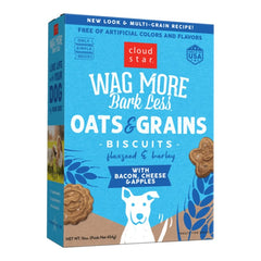 Cloud Star Wag More Bark Less Oats & Grains Biscuits with Bacon, Cheese & Apples Crunchy Dog Treats 16-oz