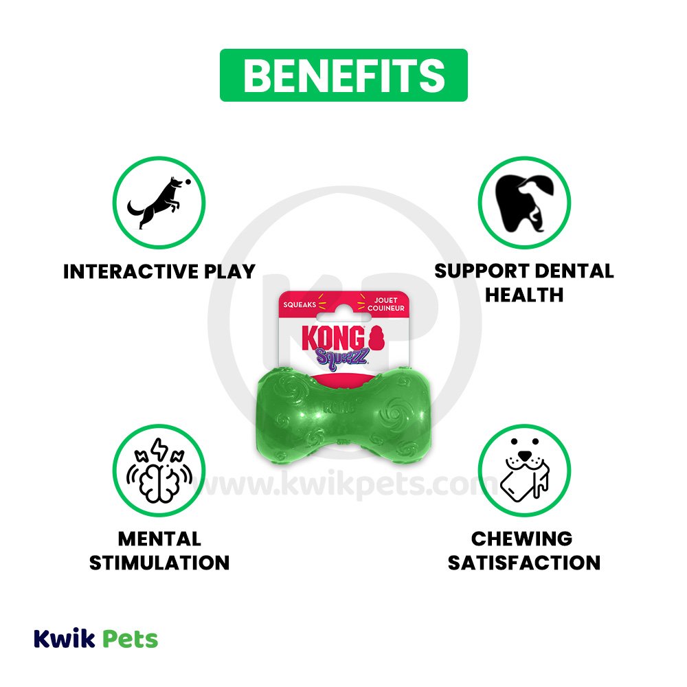 KONG Squeezz Dumbbell Dog Toy Assorted Small, Kwik Pets