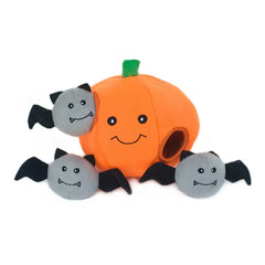 ZippyPaws Burrow Squeaky Hide & Seek Halloween Pumpkin Plush Dog Toy