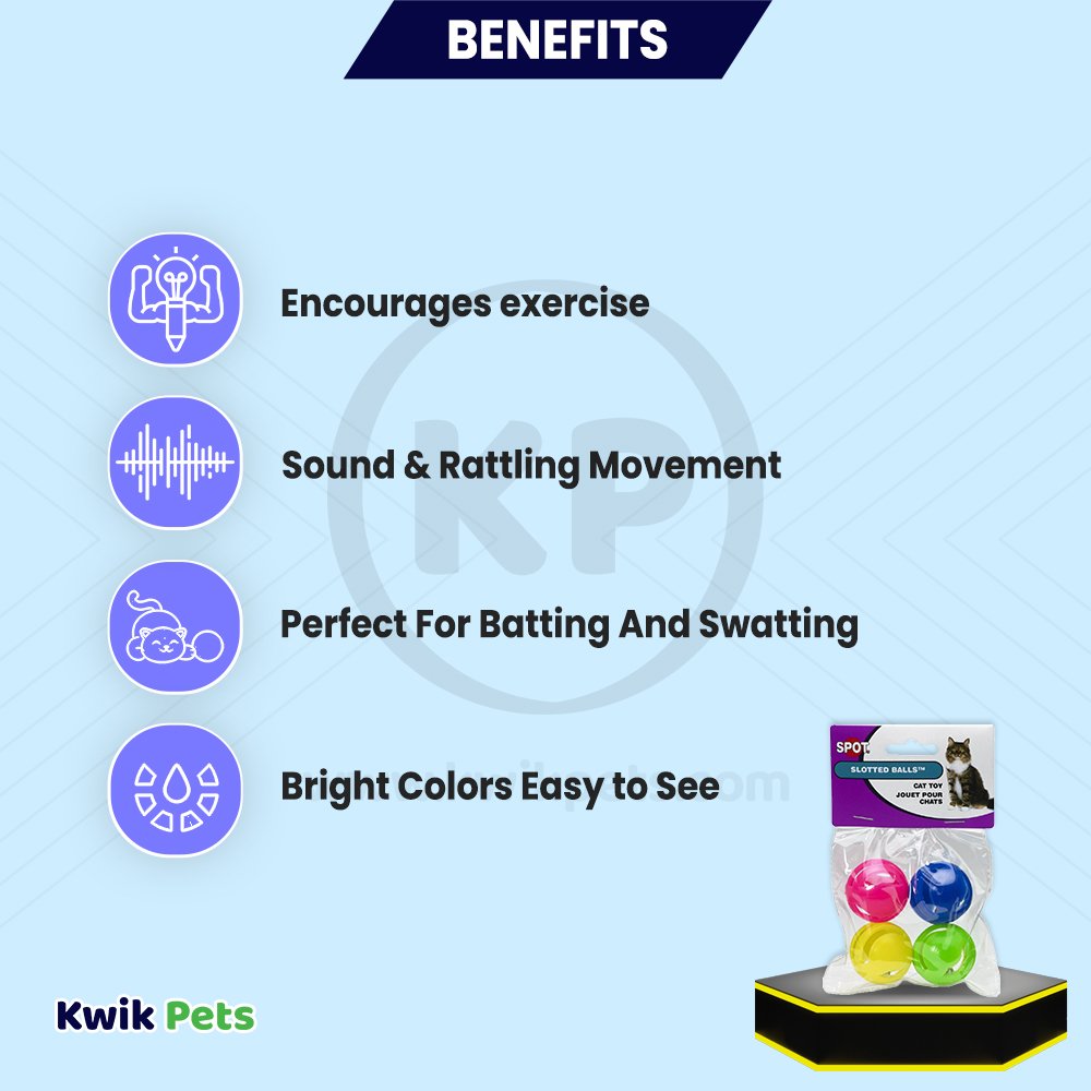 Benefits of Ethical Pet Spot Slotted Balls Cat Toy Multicolor 4 Count