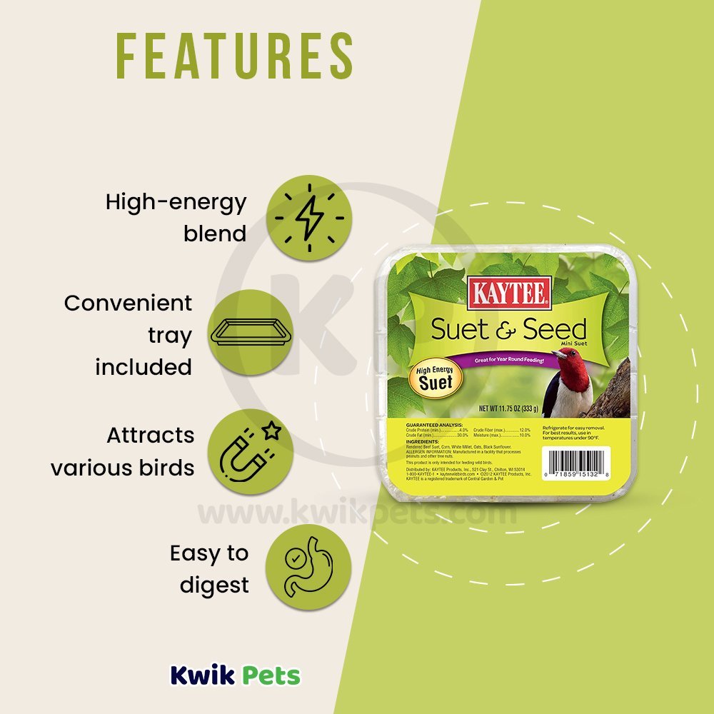 Kaytee Suet & Seed High Energy Mini Suet 11.75-oz, Kaytee