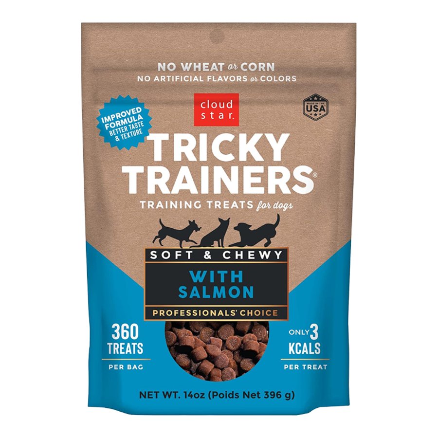 Cloud Star Tricky Trainers Grain Free Soft & Chewy Dog Training Treats Salmon14-oz, Kwik Pets
