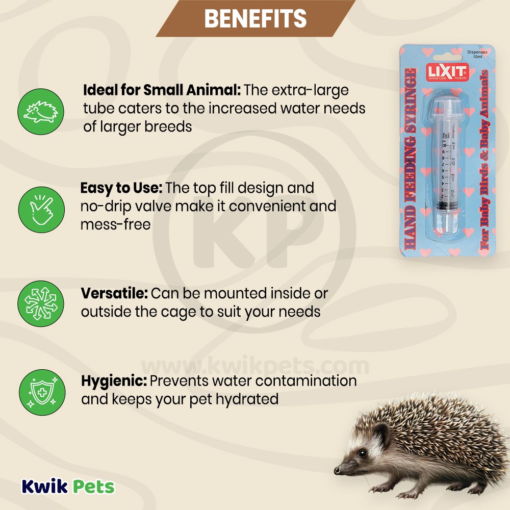 Lixit Hand Feeding Syringe for Baby Animals 10 ml, Kwik Pets