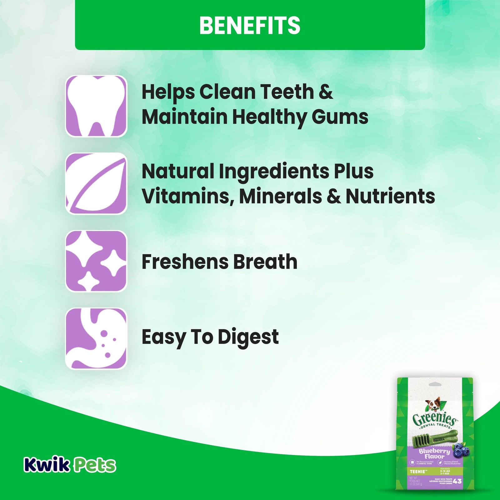 Benefits of Greenies Blueberry Dog Dental Treats Teenie 12-oz 43 Count