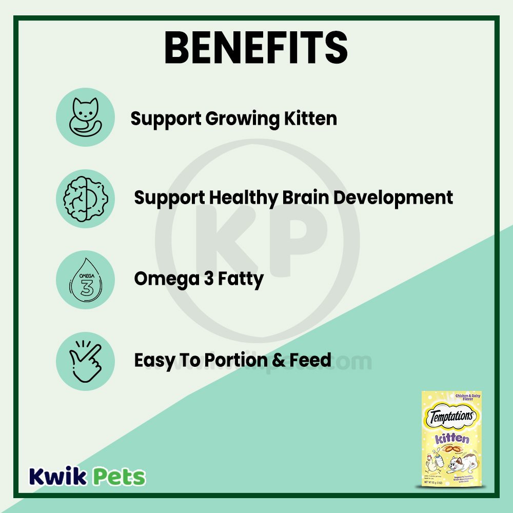 Benefits - Temptations Kitten Cat Treat Chicken & Dairy, 3-