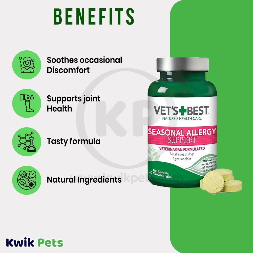 Benefits of Vet's Best Seasonal Allergy Support Chewbale Tablets 60 Count