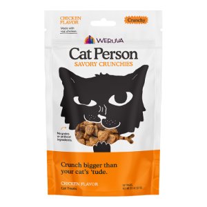 Weruva Cat Person Savory Chicken Grain-Free Crunchy Adult Cat Treats 2-oz, Kwik Pets