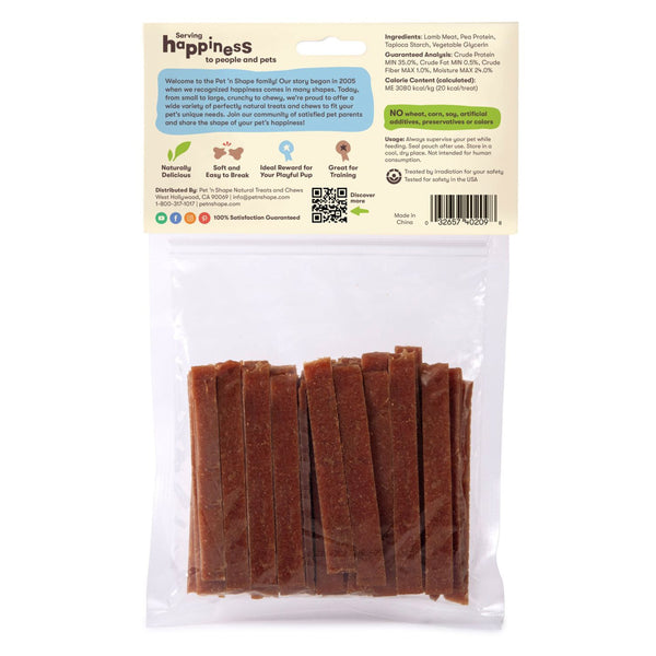 Back of Pet 'n Shape Lamb Strips Jerky Dog Treats 9-oz