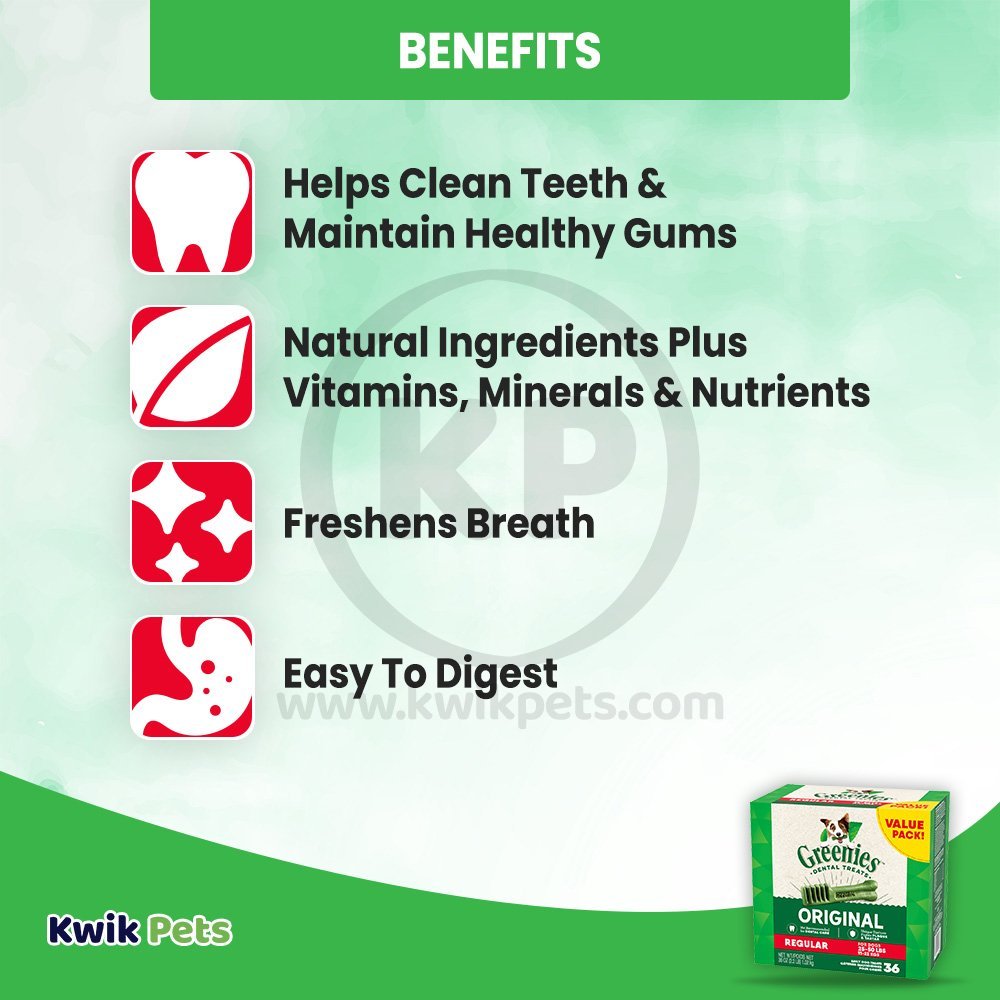 Benefits of Greenies Original Dog Dental Treats Regular 36-oz 36 Count