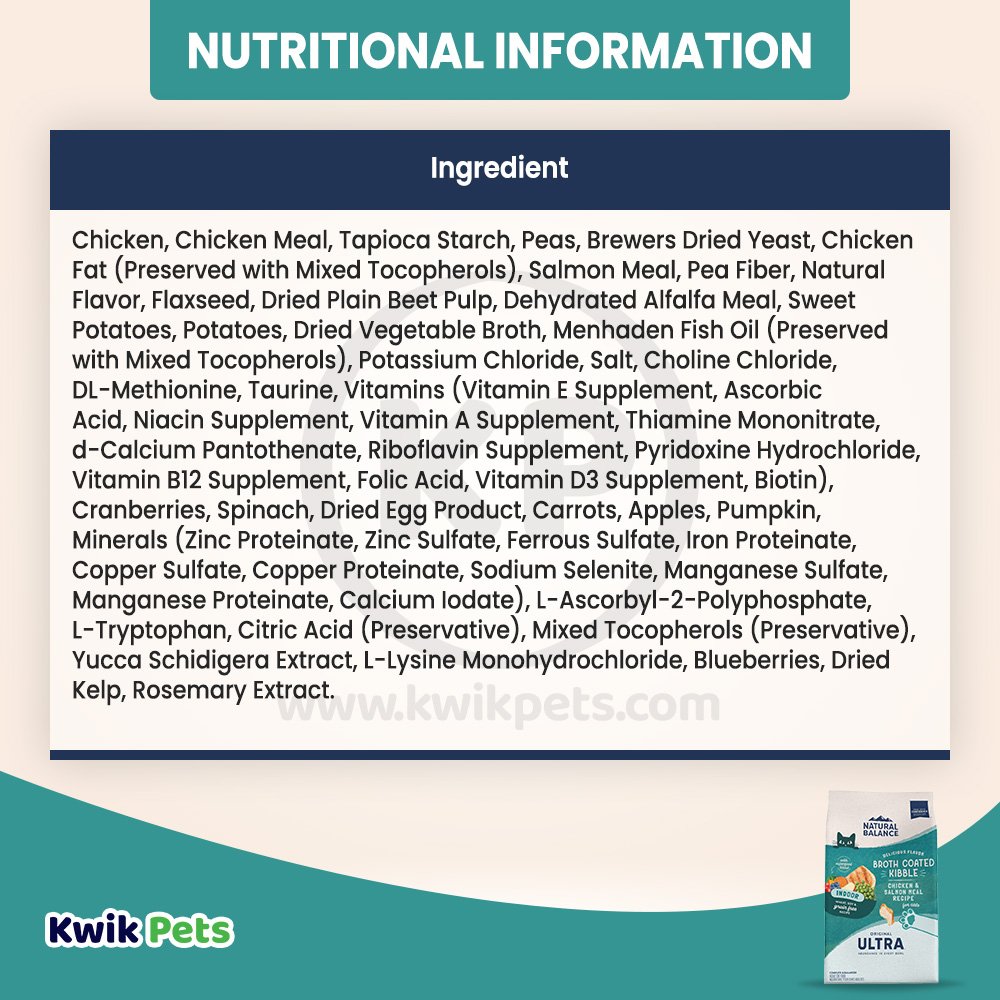 Nutritional Information Natural Balance Broth Coated Indoor Grain Free Dry Cat Food