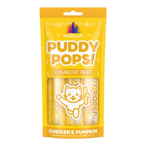 Weruva Puddy Pops Lickable Cat Treats Chicken & Pumpkin 0.5-oz Tubes 5 Count, Kwik Pets