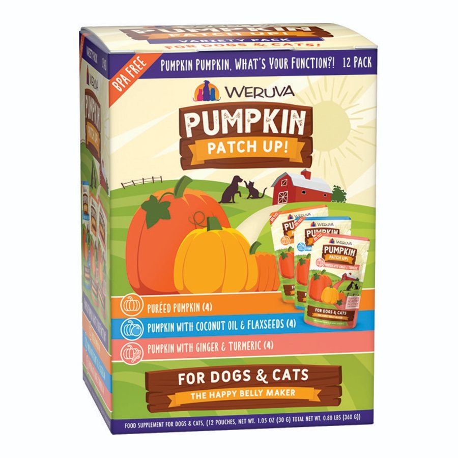 Weruva Pumpkin Patch Up! Pumpkin Pumpkin, What's Your Function?! Variety Pack Food Supplement for Dogs & Cats 1.05-oz Pouch 12 Count