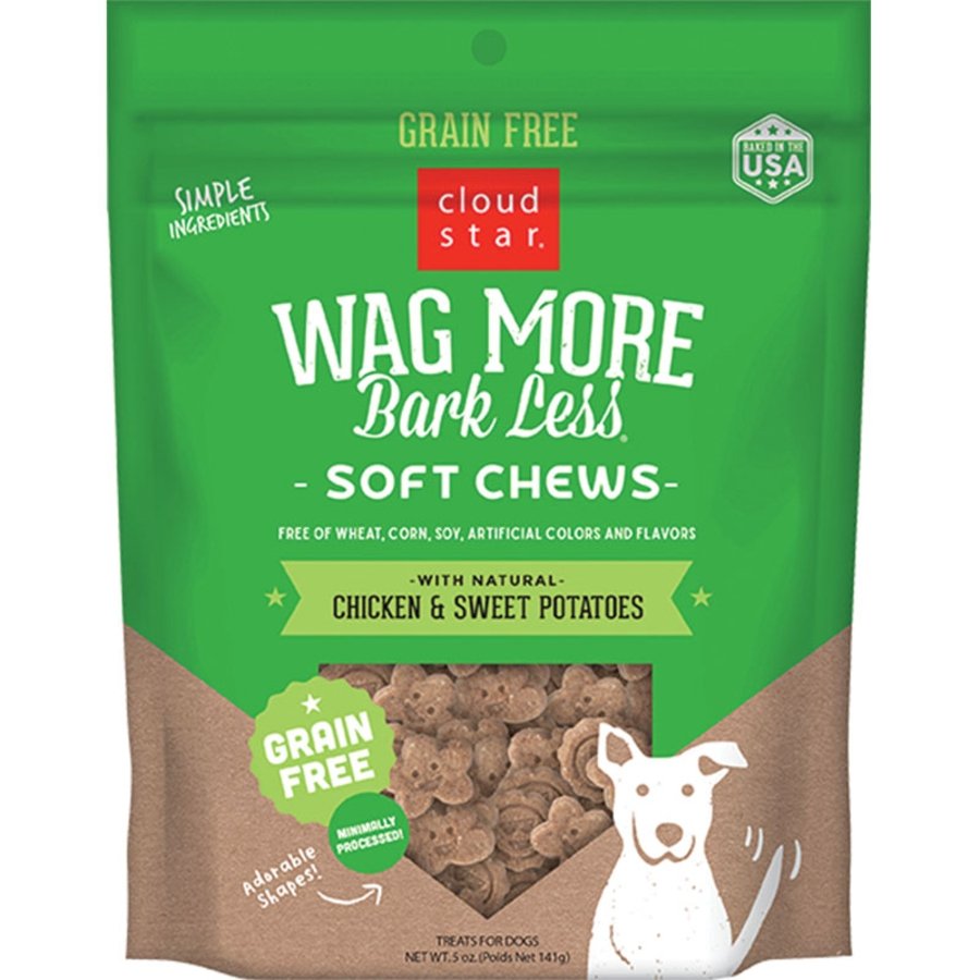 Cloud Star Wag More Bark Less Grain Free Soft Chews Dog Treats with Natural Chicken & Sweet Potato 5-oz, Kwik Pets