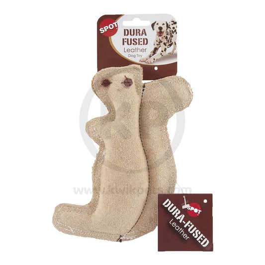 Dura-Fused Leather & Jute Dog Toy Squirrel Tan, SM, Ethical Pet