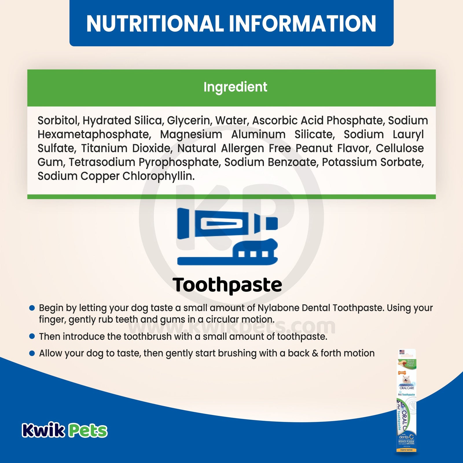 Information about Nylabone Advanced Oral Care Natural Dog Toothpaste Peanut Butter 2.5-oz