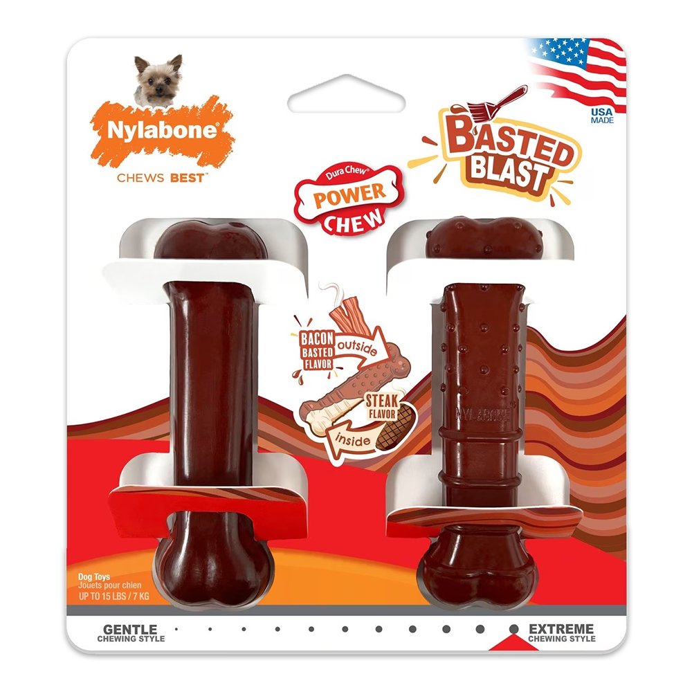 Nylabone Power Chew Basted Blast Dual Flavored Dog Chew Toys Basted Blast, Nylabone