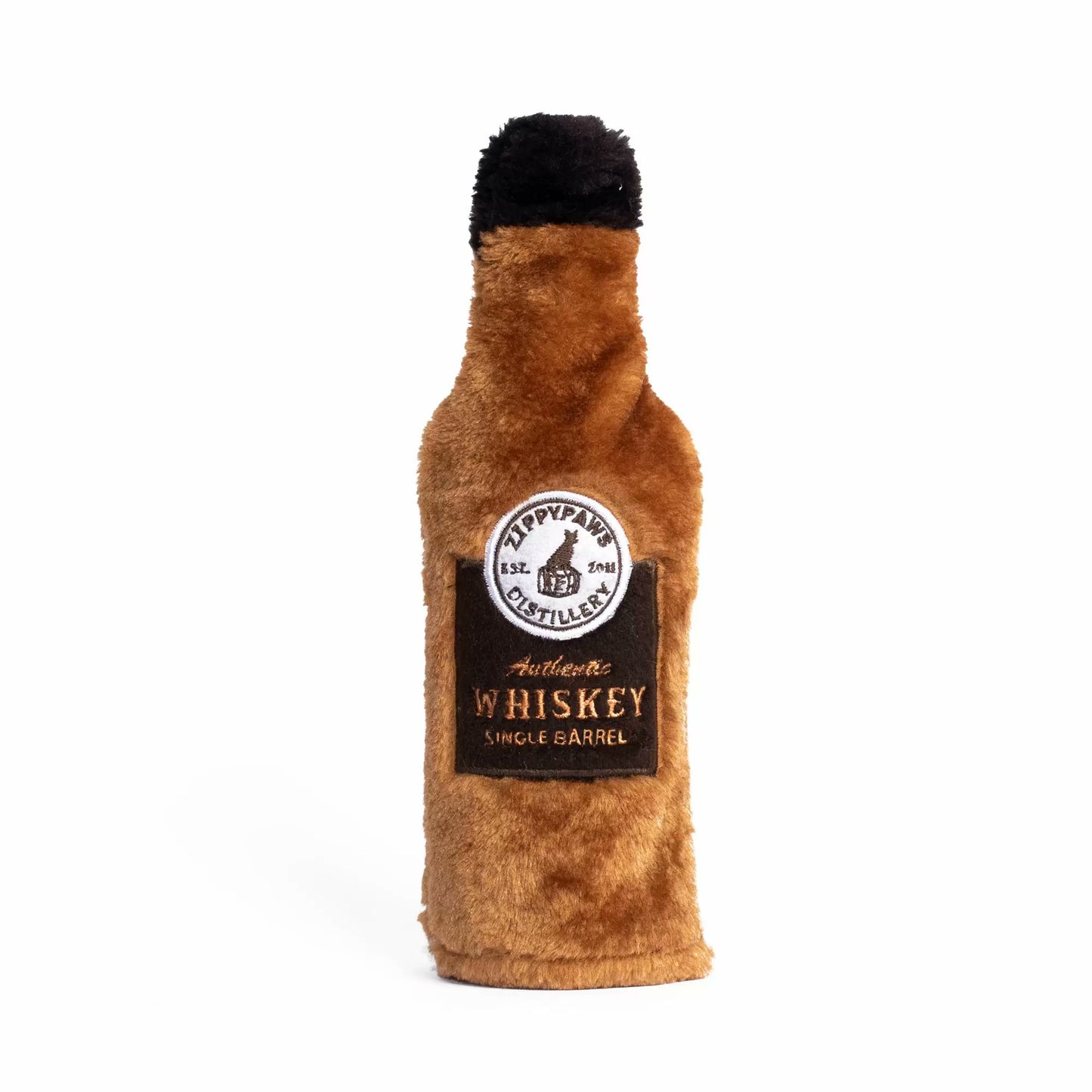 ZippyPaws Happy Hour Crusherz Whiskey Dog Toy Brown