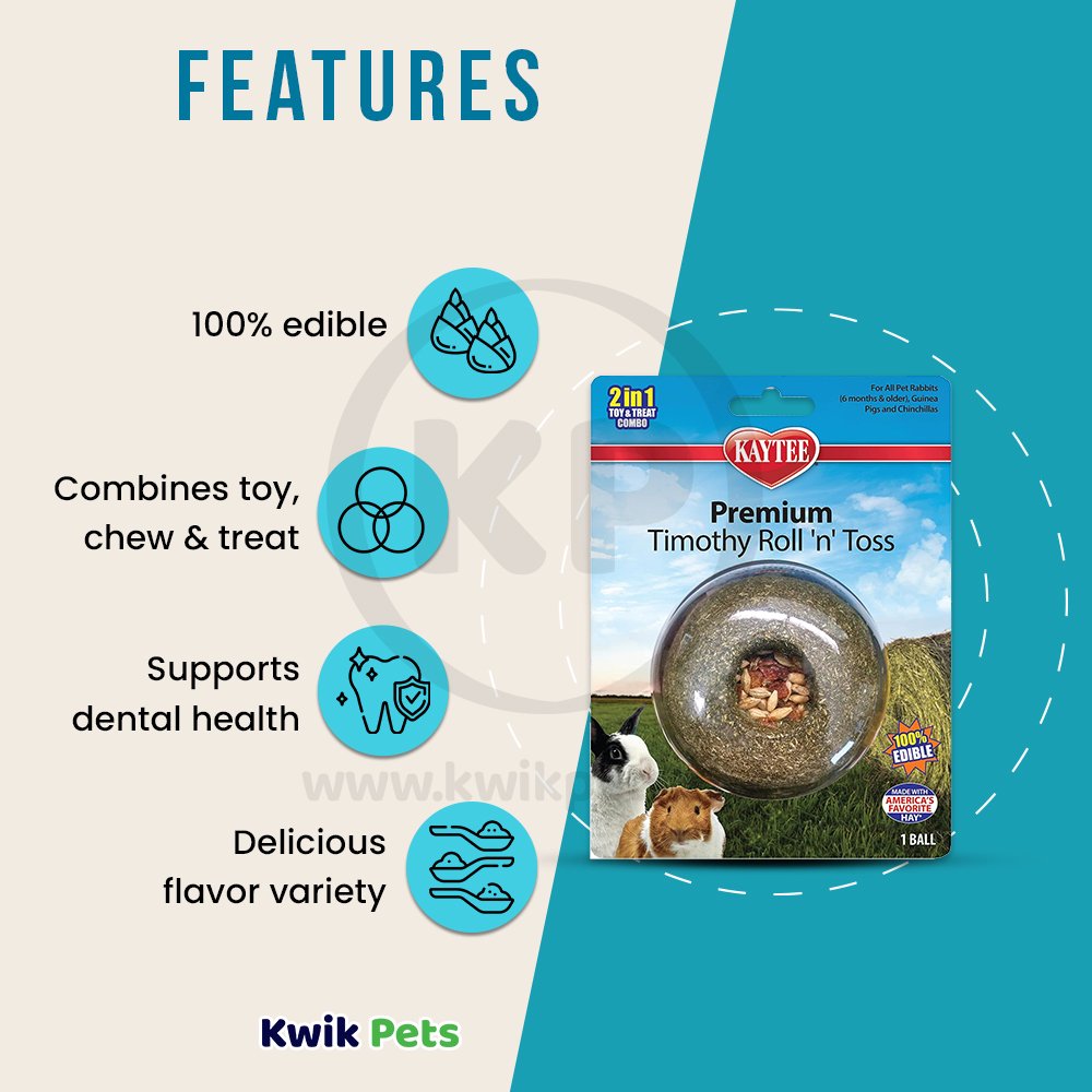 Kaytee Premium Timothy Roll'n'Toss Treat, Kaytee