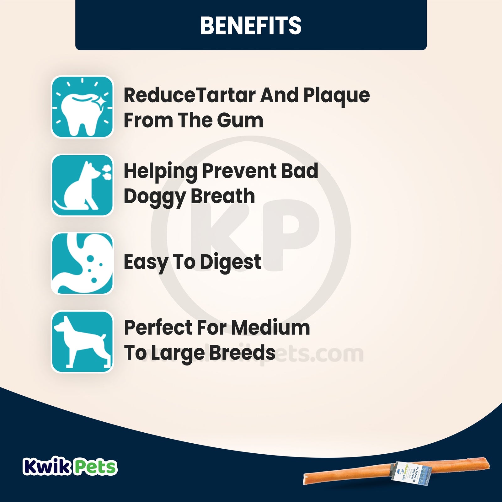 Benefits of Barkworthies 12" Odor Free Double Cut Bully Stick