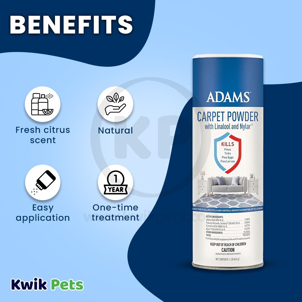 Adams Carpet Powder with Linalool and Nylar, 16-oz, Adams