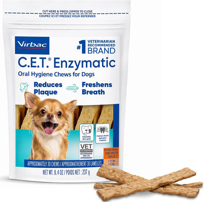 Virbac C.E.T. Enzymatic Dental Chews for Dogs Extra Small 8.4-oz