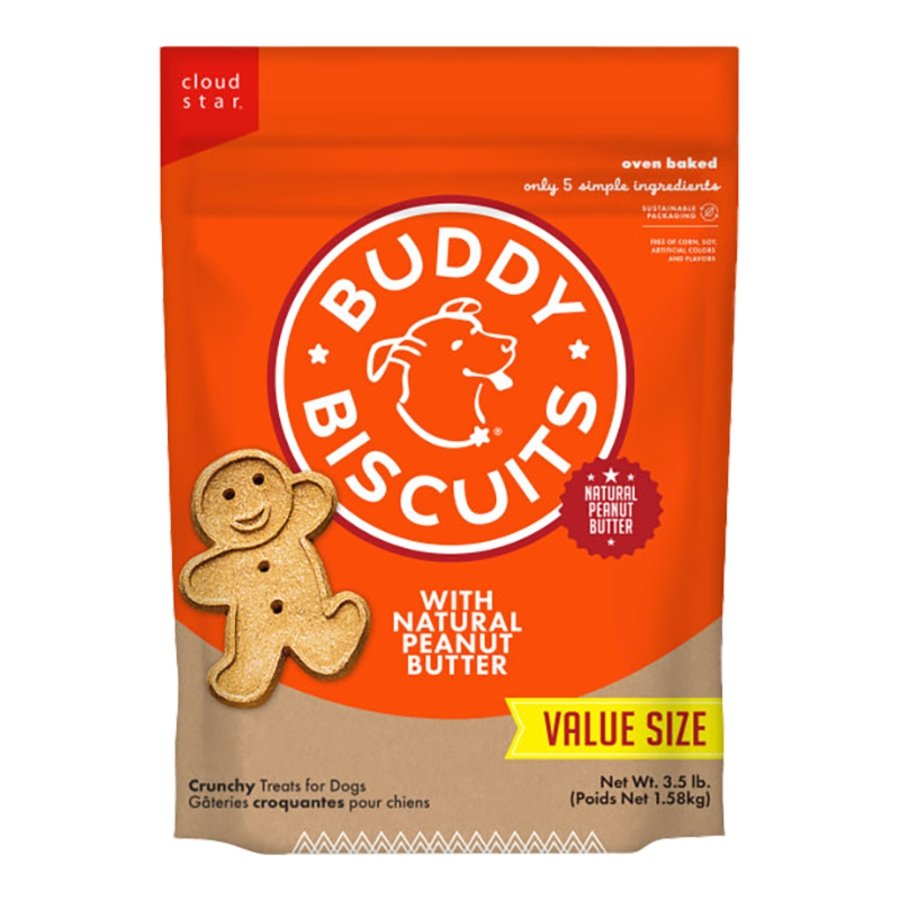 Cloud Star Buddy Biscuits Crunchy Dog Treats with Natural Peanut Butter 3.5-lb, Kwik Pets