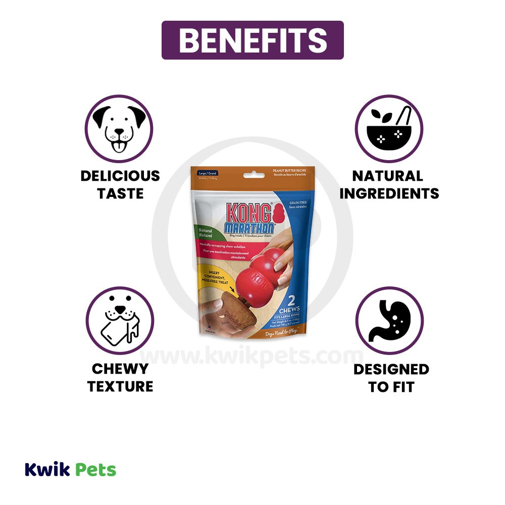 Benefits of KONG Marathon Peanut Butter Dog Treats 2 Count Large