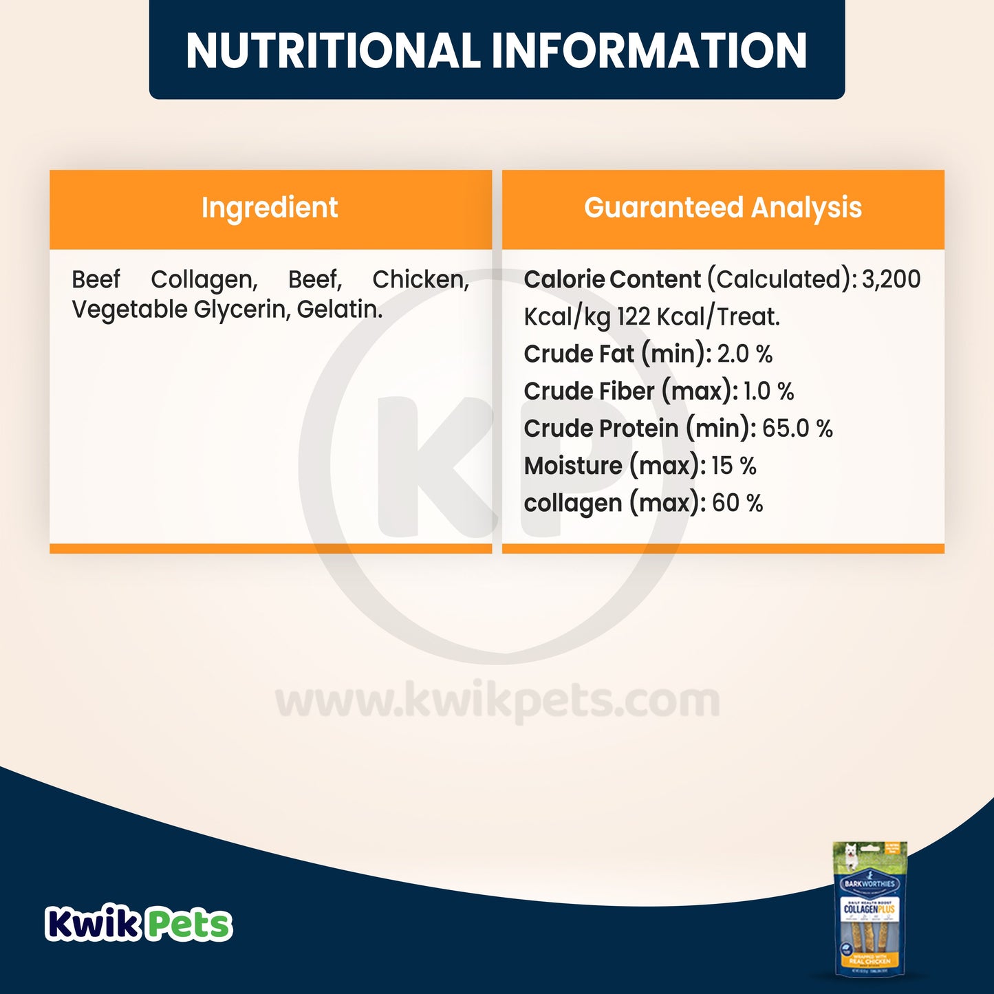 Information about Barkworthies Chicken Wrapped Collagen 6" 3 pk