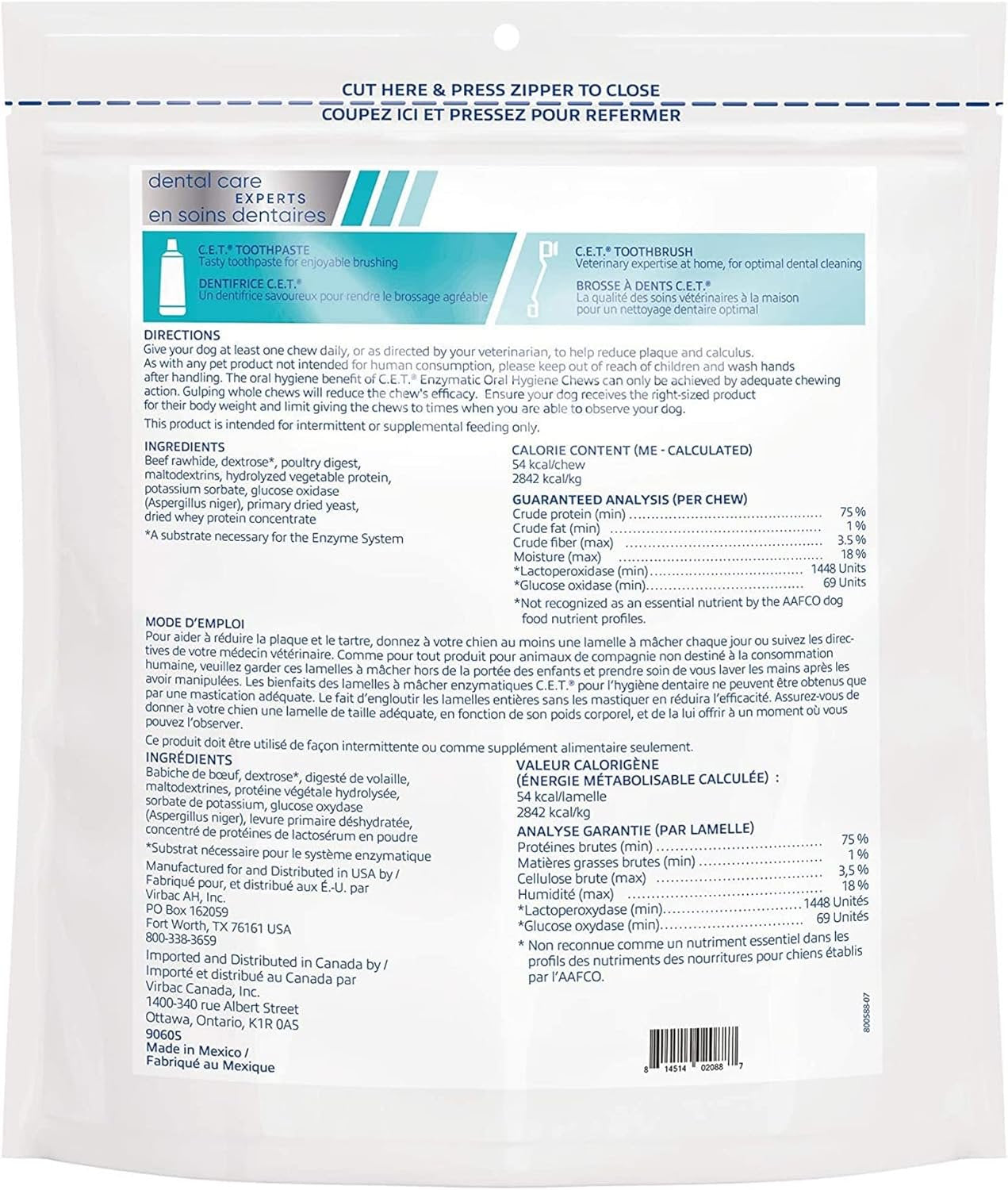 Virbac C.E.T. Enzymatic Dental Chews for Dogs Medium 12.8-oz