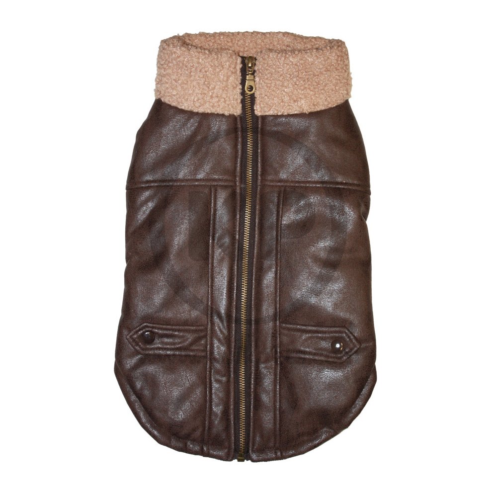 Fashion Pet Bomber Jacket Brown Medium, Kwik Pets