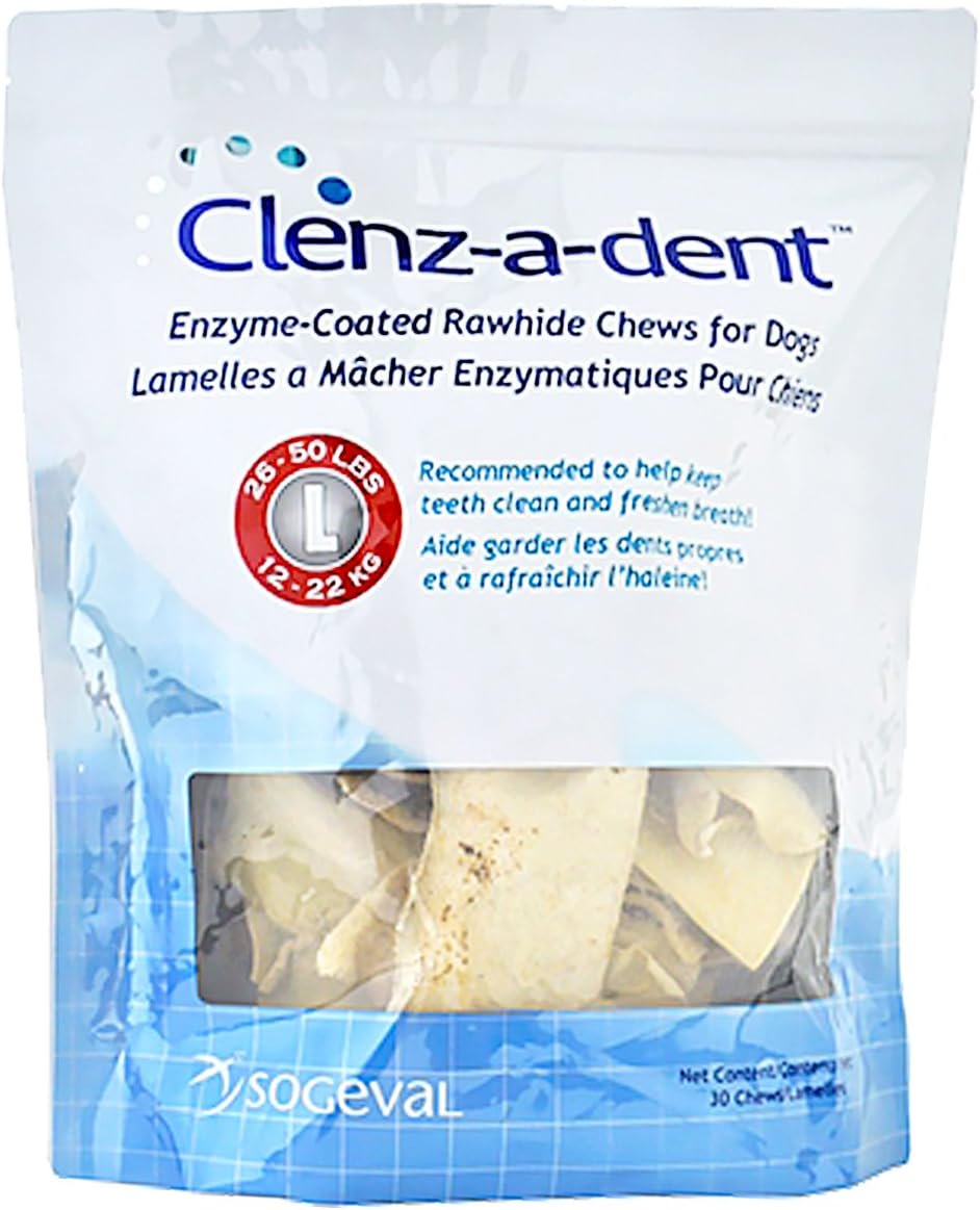 Ceva Clenz-a-dent Rawhide Dental Dog Chews Large 30 Count 12.8-oz