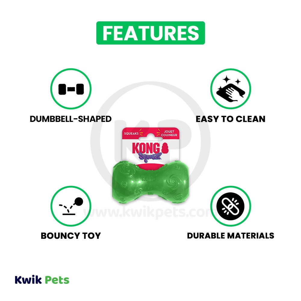KONG Squeezz Dumbbell Dog Toy Assorted Small, Kwik Pets