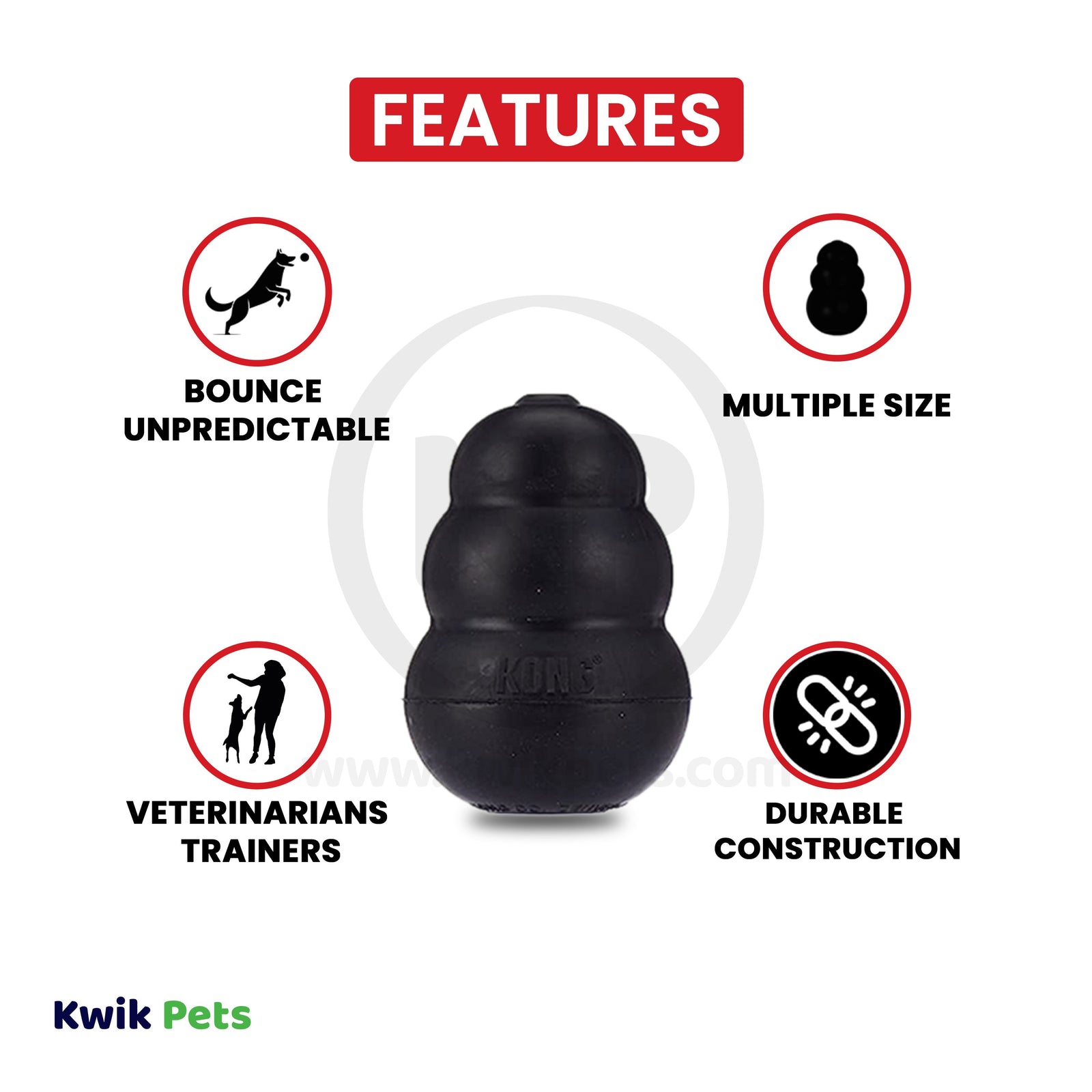 KONG Extreme Dog Toy Black Medium, Kwik Pets