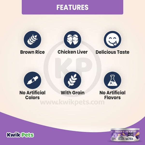 Features of Natural Balance Original Ultra Canned Wet Cat Food Chicken & Liver 5.5-oz