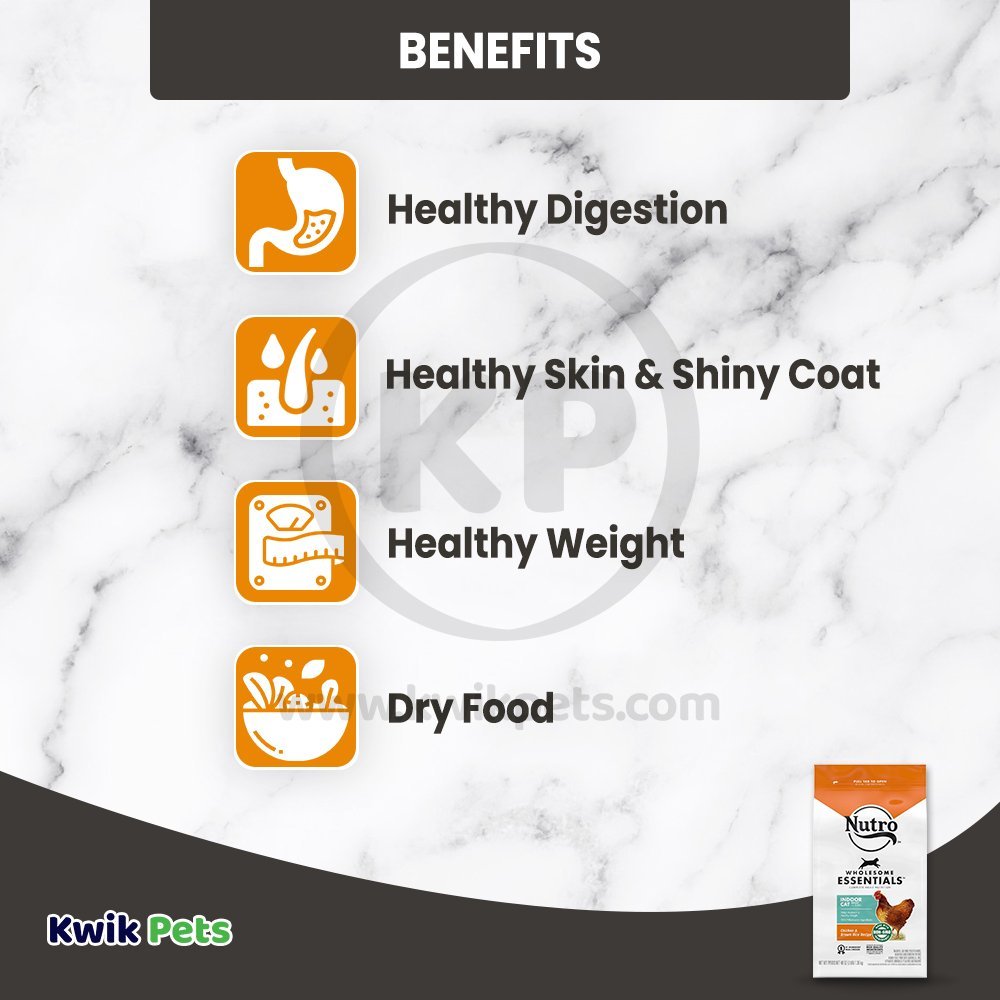 Benefits of Nutro Chicken & Brown Rice Healthy Weight Indoor Adult Dry Cat Food 3-lb