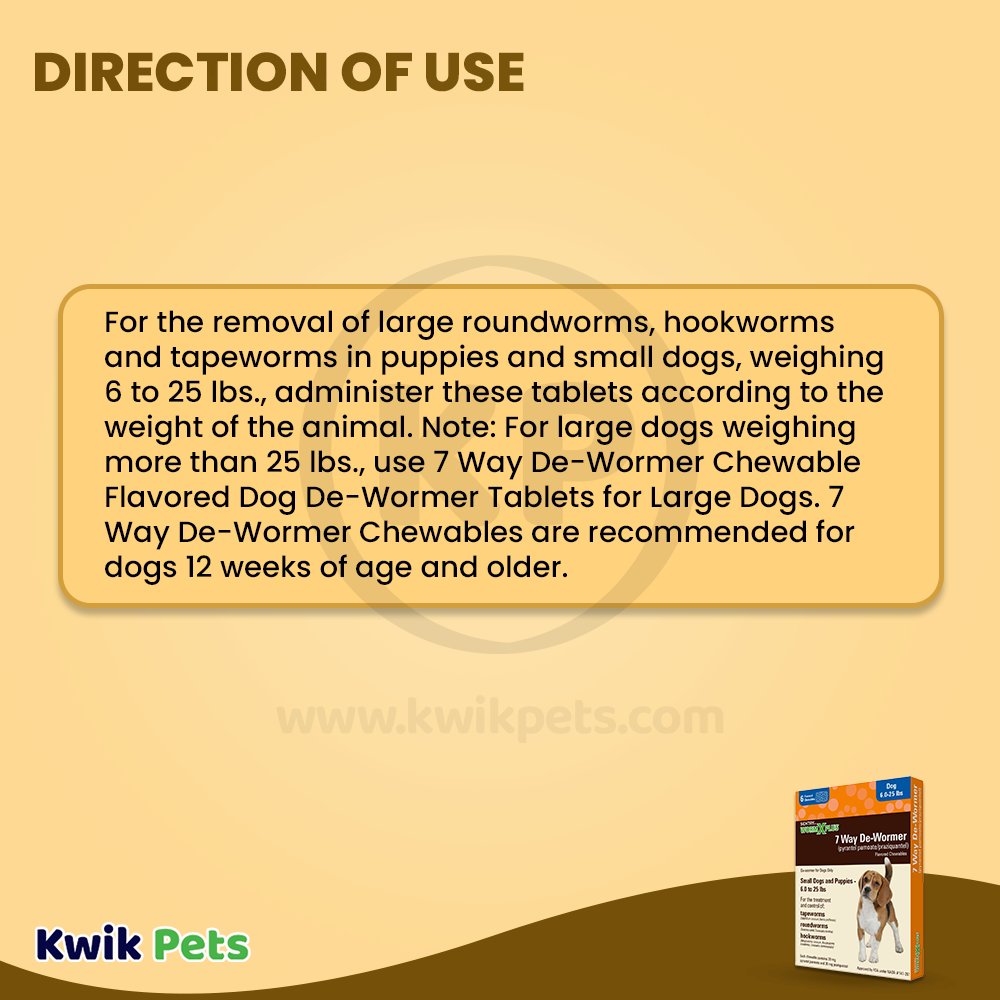 Sentry Worm X Plus 7 Way De-Wormer for Small Dogs 6 Count - Direction of Use